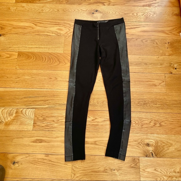 ❤️SOLD❤️ ALICE + OLIVIA BLACK LAMBSKIN LEATHER SIDE PANEL LEGGING BLACK SZ 6 - Picture 9 of 11